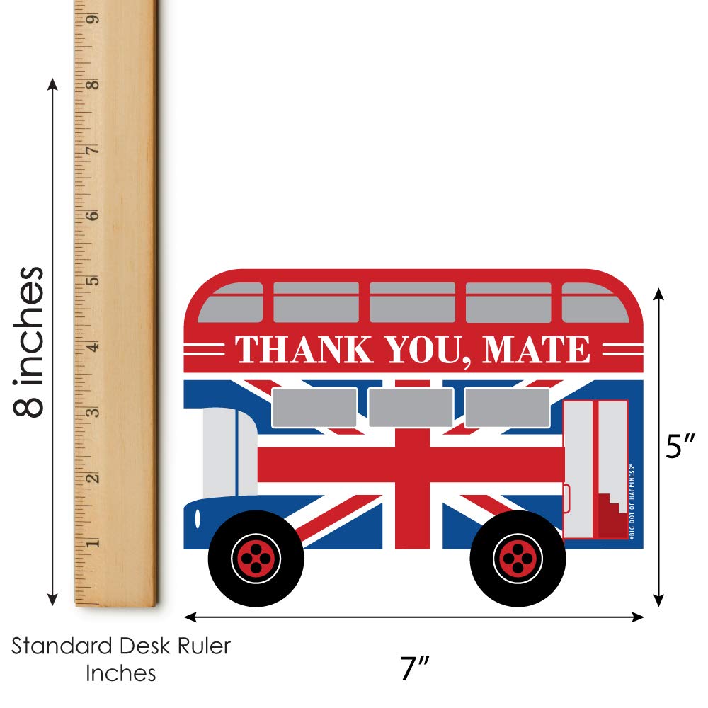 Big Dot of Happiness Cheerio, London - British Themed Thank You Cards with Envelopes - Set of 12 UK Party Stationery - Perfect for Bridal Showers, Birthday Parties & Hostess Gifts