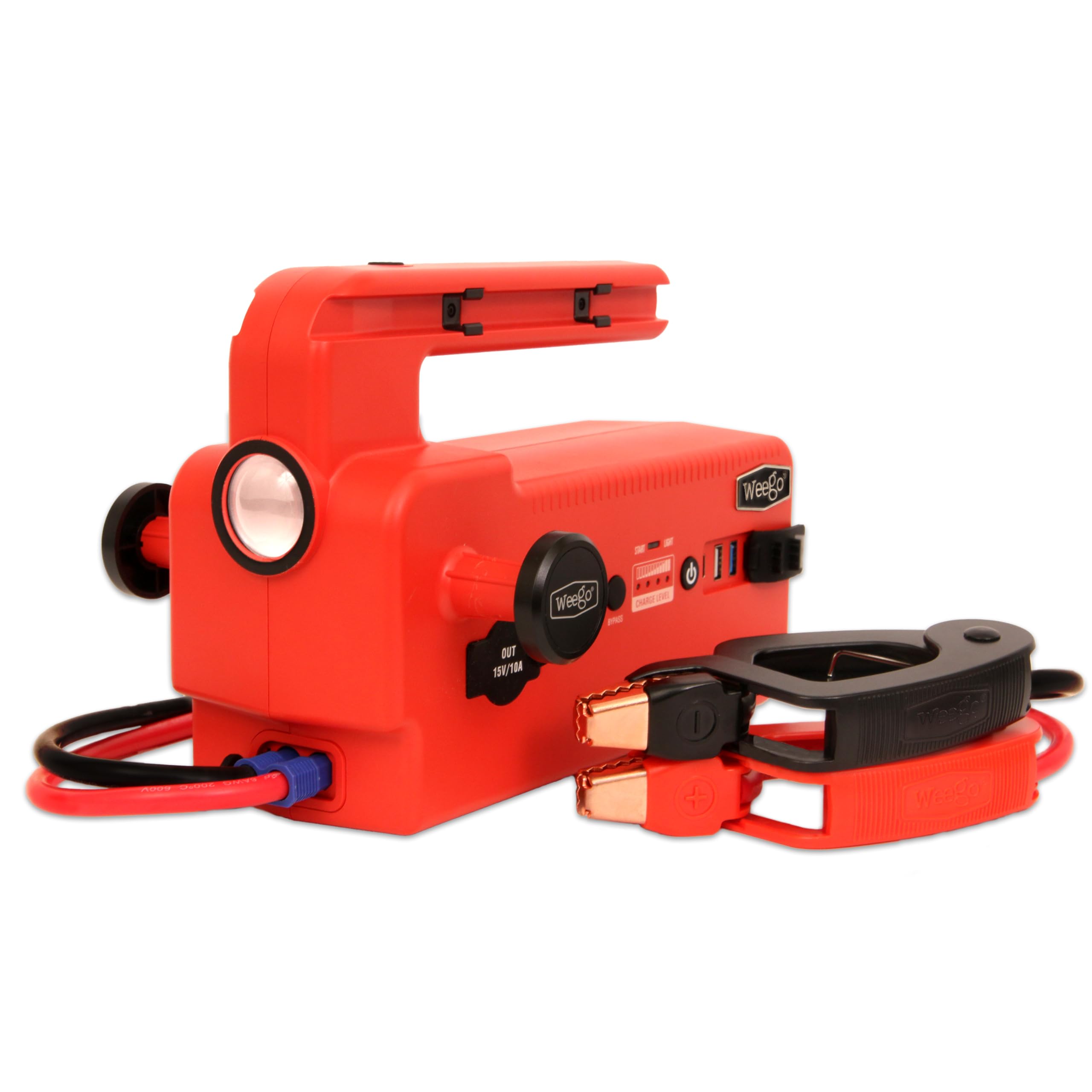 Weego 120 12V Jump Starter - 5000 Peak Amp & 1200 Cranking Amp Portable Car Battery Booster with Smart Clamp Jumper Cables - Works for All Gas & 15L Diesel Engines - Emergency Vehicle Jump Start Kit for Cars, Trucks, SUVs, Boats & Motorcycles