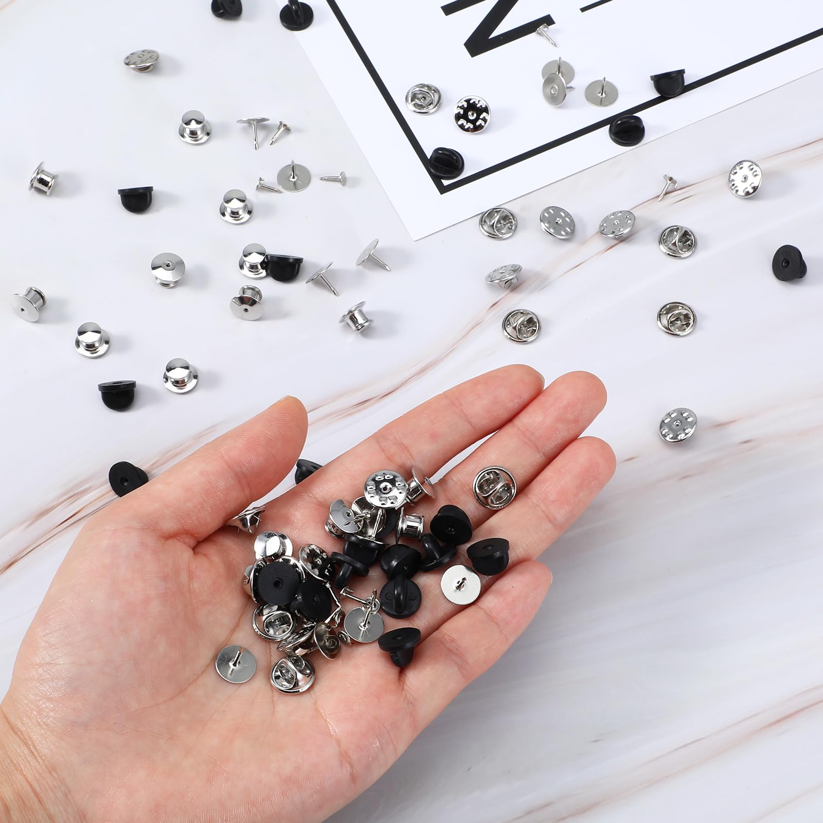 Giantree 90Pcs Locking Pin Backs with Blank Pins - for Brooches, Lapel & Hat Pins - Secure Fastening Solution