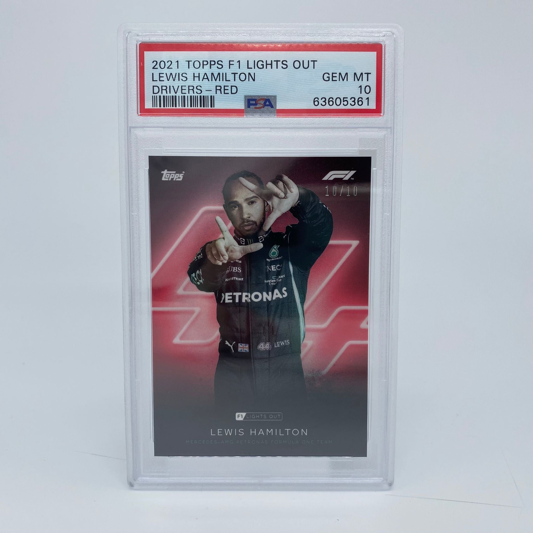 PSA 10 Graded Lewis Hamilton 2020 Topps Chrome F1 Drivers Red Parallel /10 - Rare Racing Collectible for Display & Investment