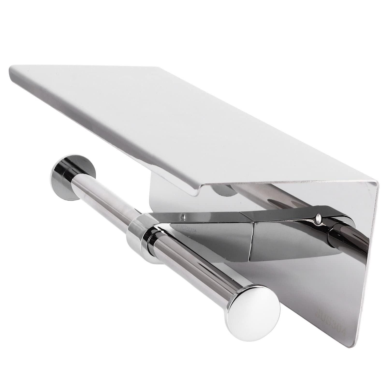 Rosvola Heavy Duty Wall Mounted Toilet Paper Holder - No Perforations, Rustproof Stainless Steel Bathroom Tissue Roll Dispenser for Kitchen, Bathroom, RV & Home Decor