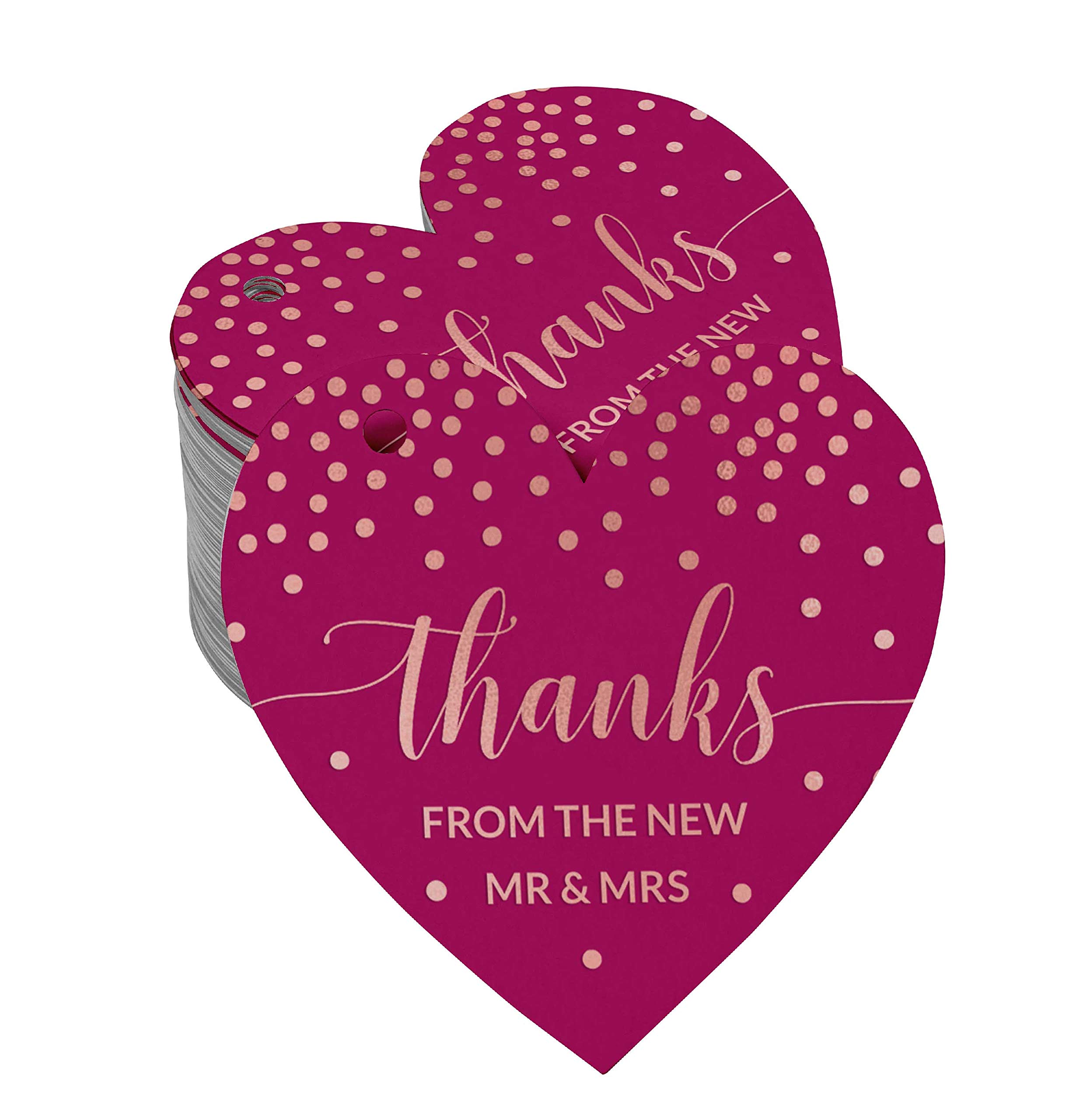 100 Pcs Real Rose Gold Foil Wedding Thank You Tags - Elegant Bridal Shower Favors & Gift Tags for Wedding Decorations, Party Invitations & Special Events