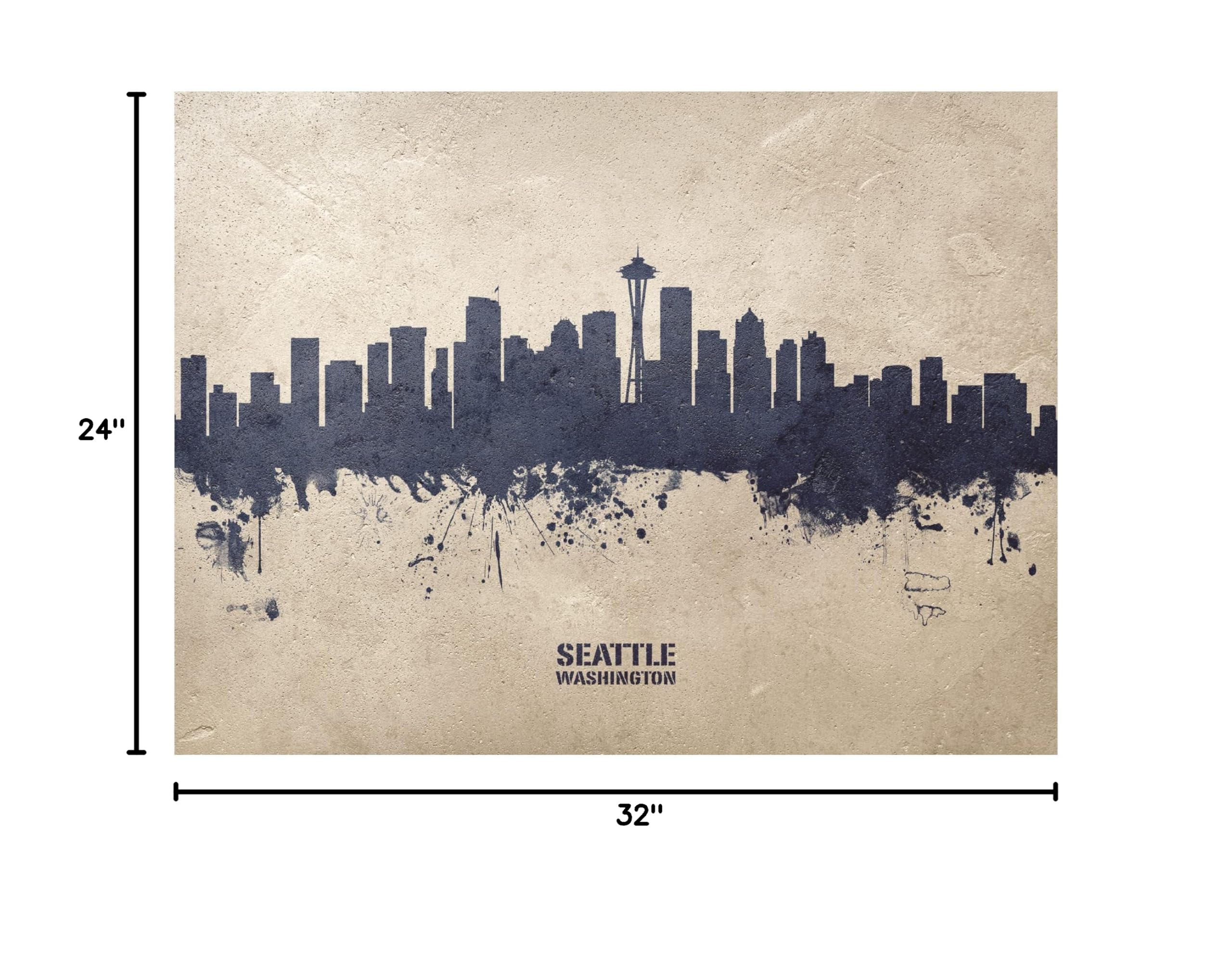 Michael Tompsett Seattle Washington Skyline Concrete Canvas Art Print - Modern Cityscape Wall Decor for Living Room, Office & Bedroom