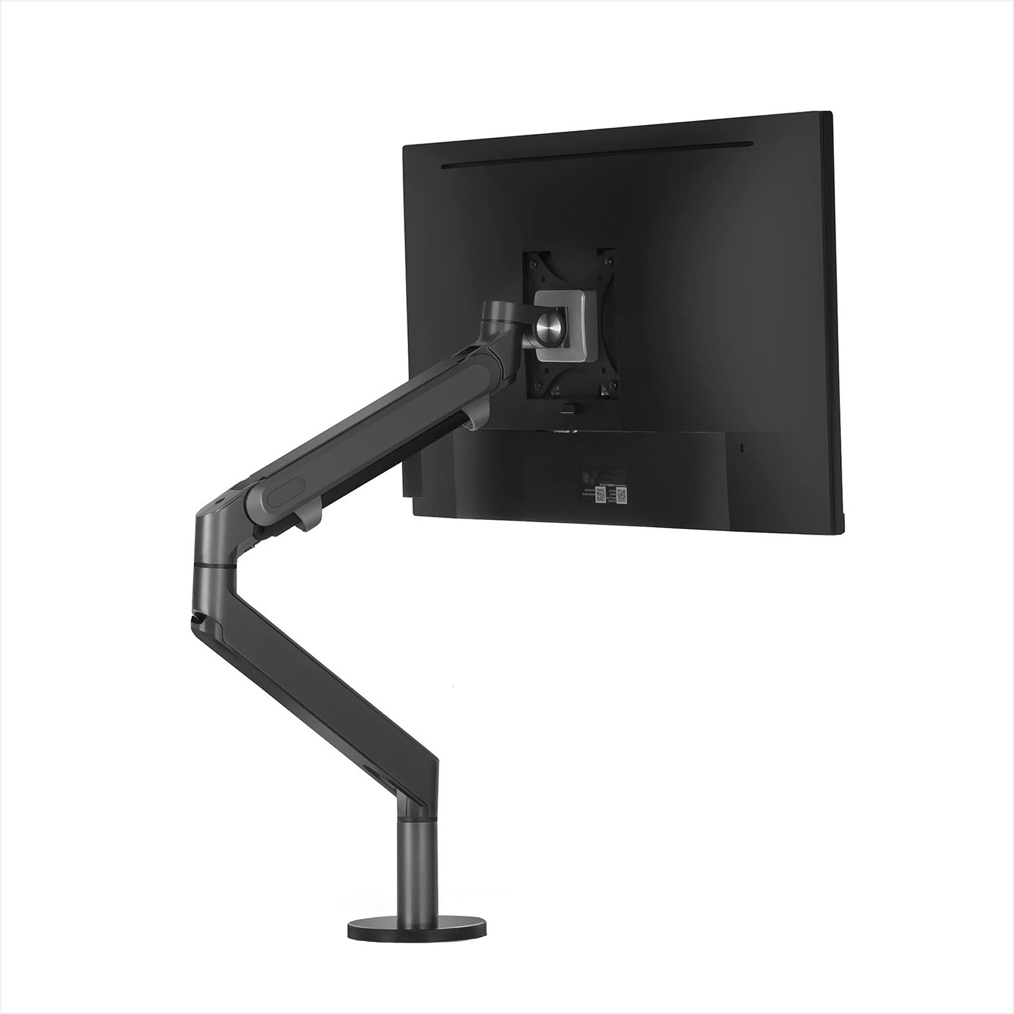 FinerCrafts Heavy Duty Single Monitor Arm Stand - Fully Adjustable Gas Spring Desk Mount for 1 Screen up to 32 Inches, with Clamp & Grommet Base (Dark Gray) - Perfect for Home Office, Gaming Setup & Workspace Ergonomics