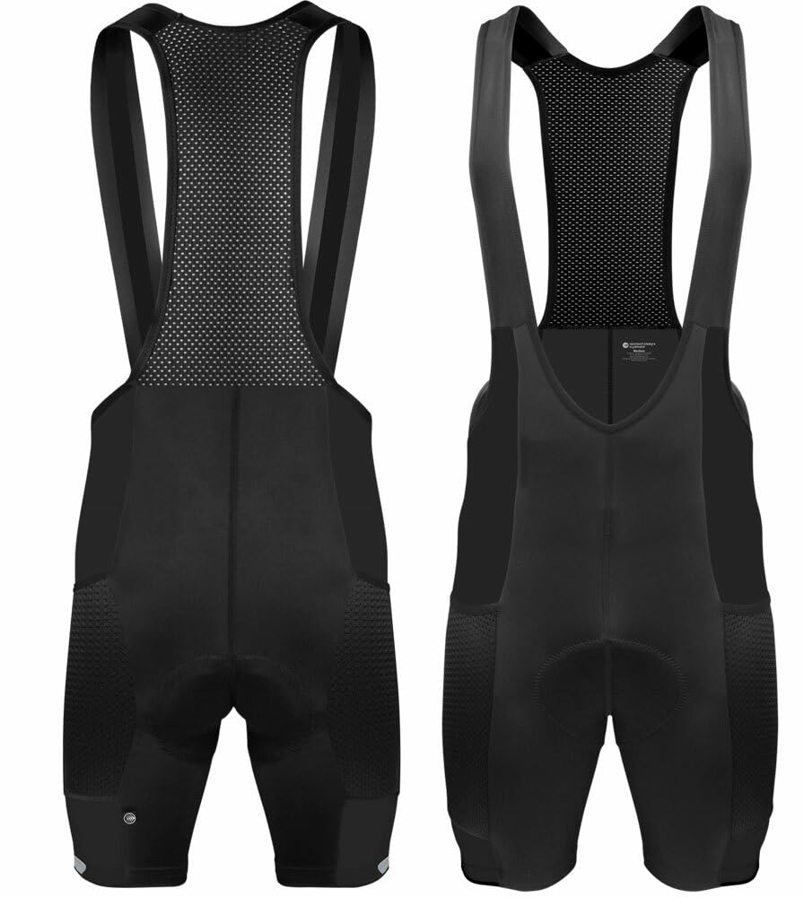 Men's Gel Touring Padded Cycling Bib Shorts with Large Mesh Storage Pockets - Made in USA | Perfect for Long Distance Biking & Road Cycling