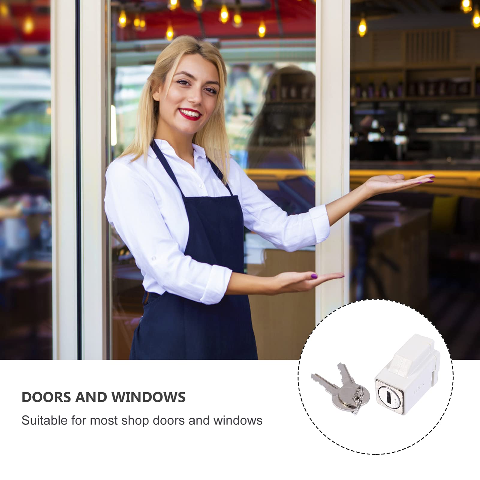 DOITOOL Child Safety Window Guard - Sliding Sash Stopper & Cabinet Lock for Kids, White Zinc Alloy Frame - Prevent Accidental Window Opening for Home & Nursery Safety