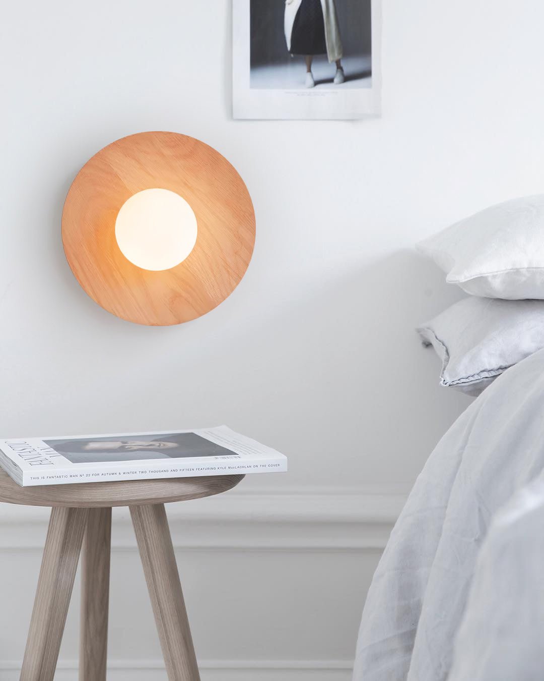 Harmonia Handcrafted Wooden Wall Light - Rustic Modern Farmhouse Sconce for Bedroom, Living Room & Hallway Decor