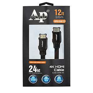 12Ft 4K Ultra HD HDMI Cable 2.1 Version - High Speed 48Gbps, Ethernet, HDR, ARC, 8K@60Hz, 4K@120Hz - for Gaming, Home Theater, PS5, Xbox, PC, TV - Durable Braided Nylon, Gold-Plated Connectors