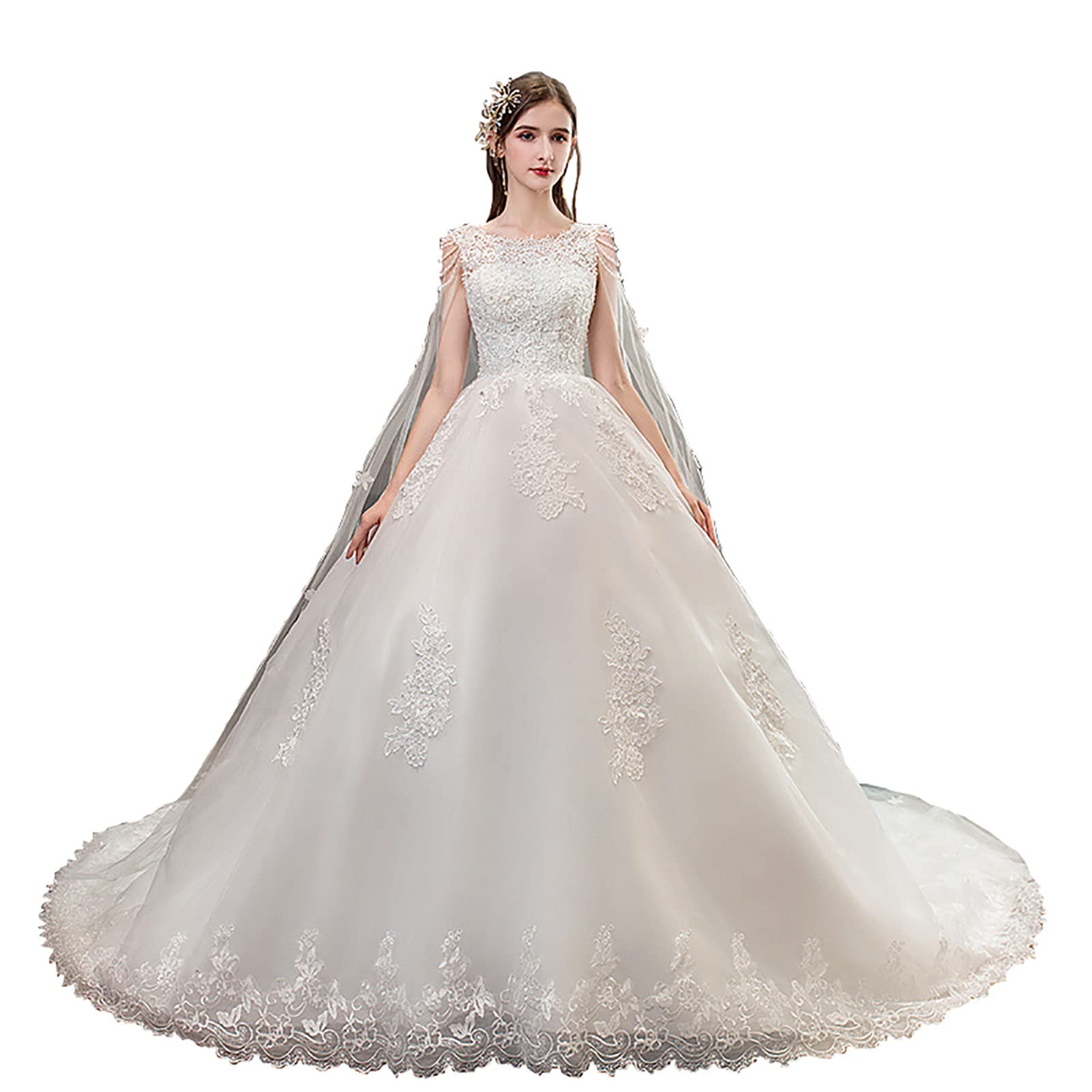 MGYAN Women's Elegant Lace Wedding Dress - Sleeveless Backless Bridal Gown with Applique Details for Bridesmaid, Evening Party & Special Occasions | Perfect for Beach Weddings, Vow Renewals & Formal Events