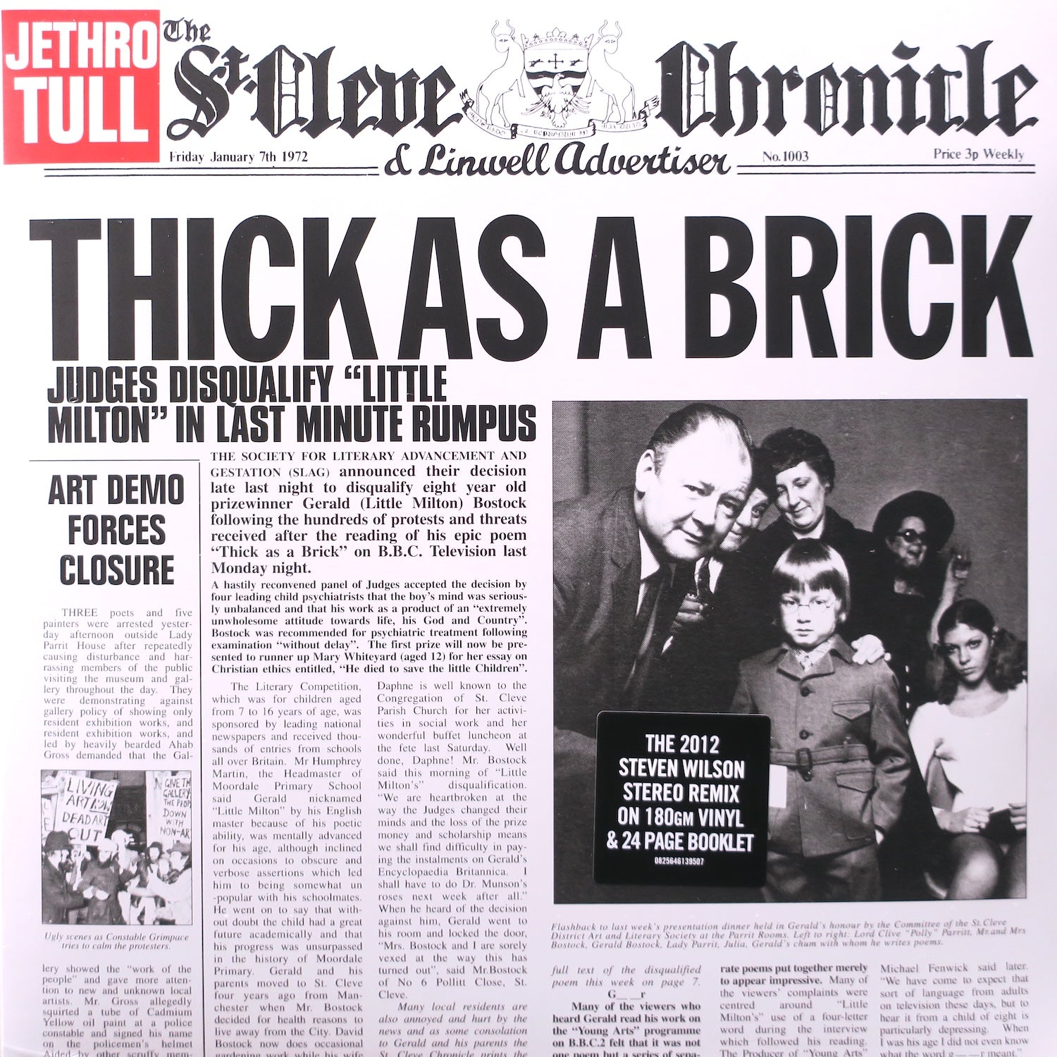 JETHRO TULL 'Thick As A Brick' 180g Vinyl LP Record - Classic Rock Music Album for Audiophiles & Collectors - Perfect for Home Listening & Music Enthusiast Gifts