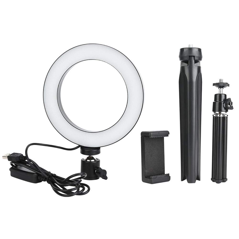 16cm Dimmable USB Selfie Ring Light with Tripod & Phone Holder - Professional LED Video Lighting for Live Streaming, Makeup, YouTube Videos & Photography (Perfect for Home Studio, Vlogging & TikTok Content Creation)