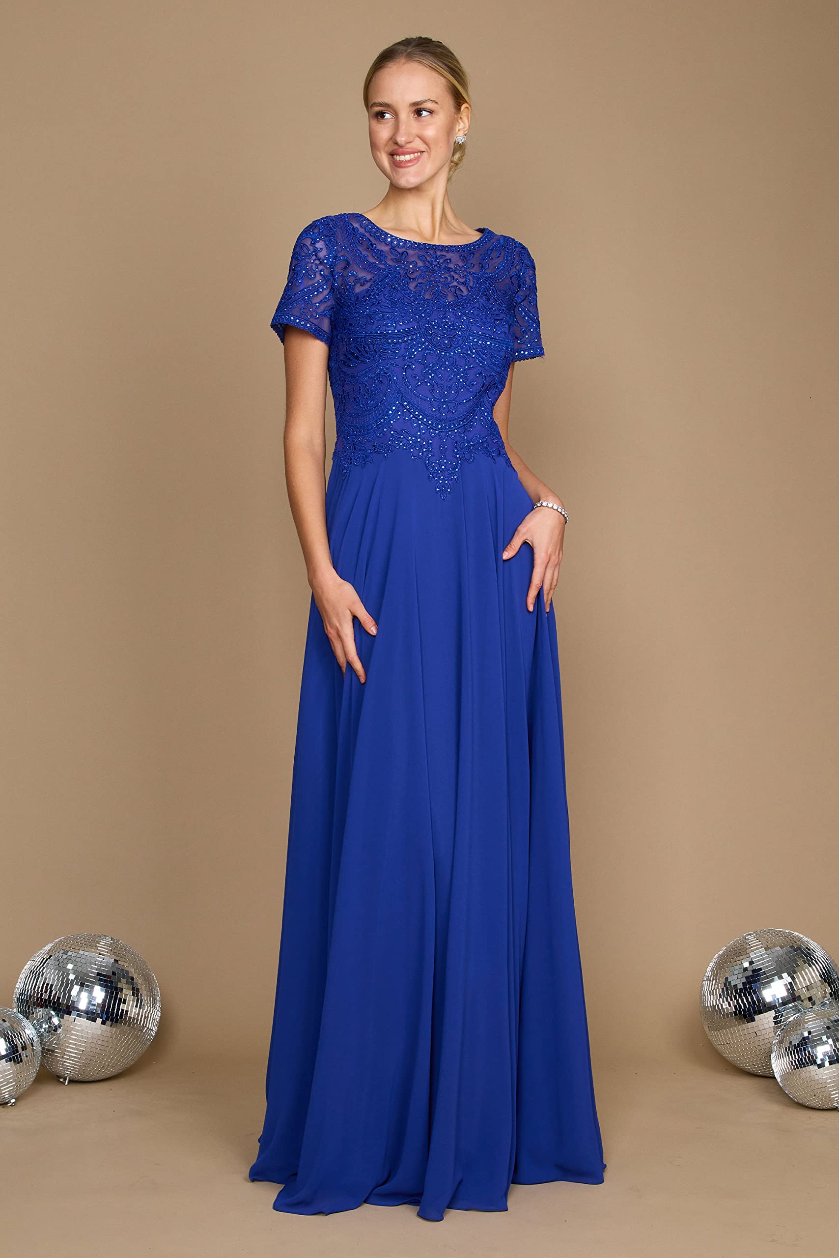 Elegant Short Sleeve Mother of The Bride Dress by Dylan & Davids - Perfect for Weddings, Receptions & Special Occasions