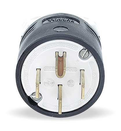 4 Wire Industrial Straight Blade Plug 125/250VAC 50A - Heavy Duty Electrical Connector for Commercial Equipment, Machinery & Industrial Applications