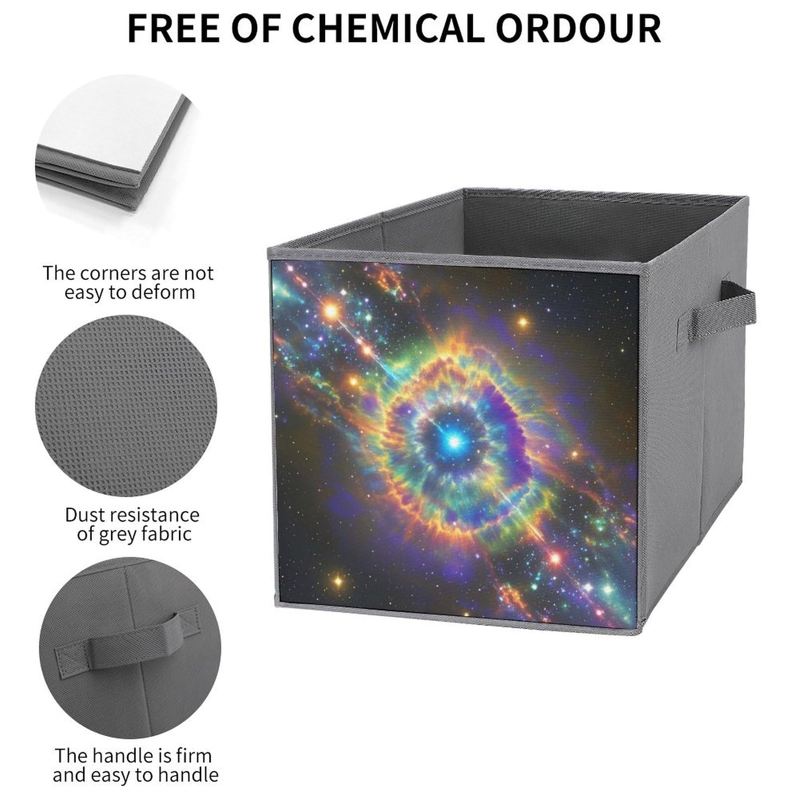 Foldable Storage Bins with Handles - Large Capacity Galaxy Printed Organizer for Home Office Playroom