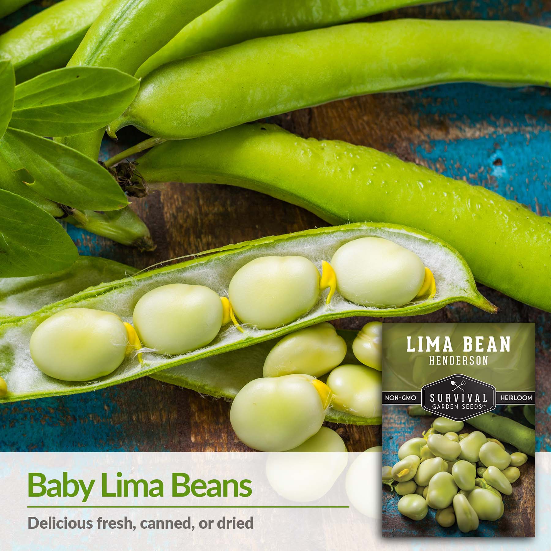 Premium Henderson Lima Bean Seeds - Non-GMO, High Yield, Easy to Grow - Perfect for Home Gardens, Urban Farming & Sustainable Agriculture