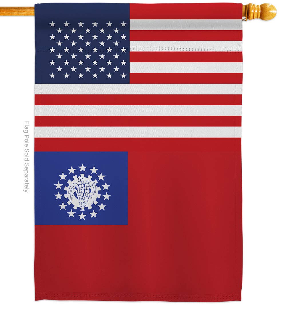 Americana Home & Garden Myanmar-US Friendship House Flag - Double-Sided Decorative Banner for Yard, Garden & Patio - International Country Regional Pride Gift - Made in USA - Perfect for Outdoor Decor, National Celebrations & Diplomatic Events