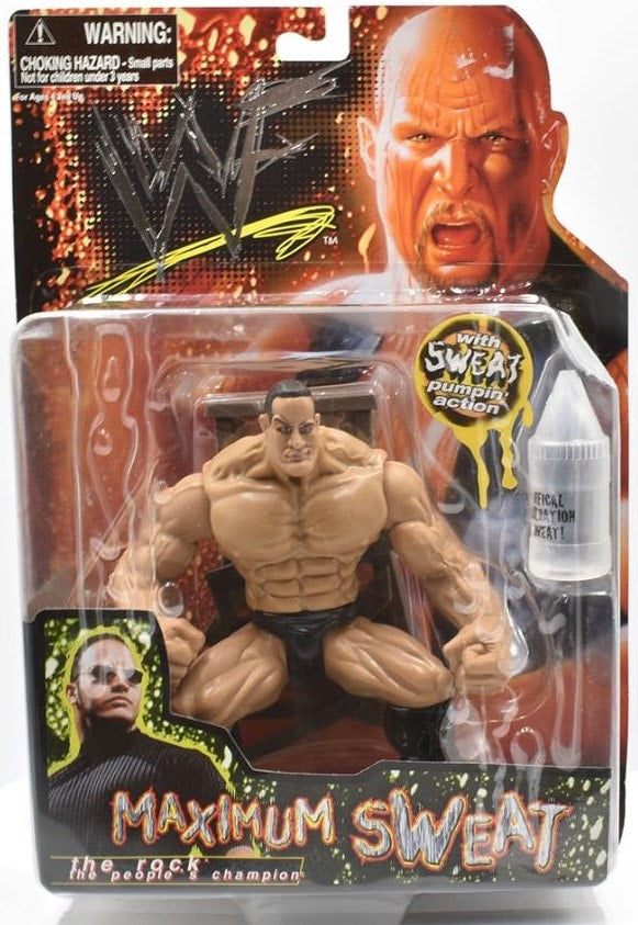 1999 WWF Jakks Pacific Maximum Sweat Series 1 The Rock Action Figure - Vintage Wrestling Collectible for Display & Play - Perfect for WWE Fans and Toy Collectors