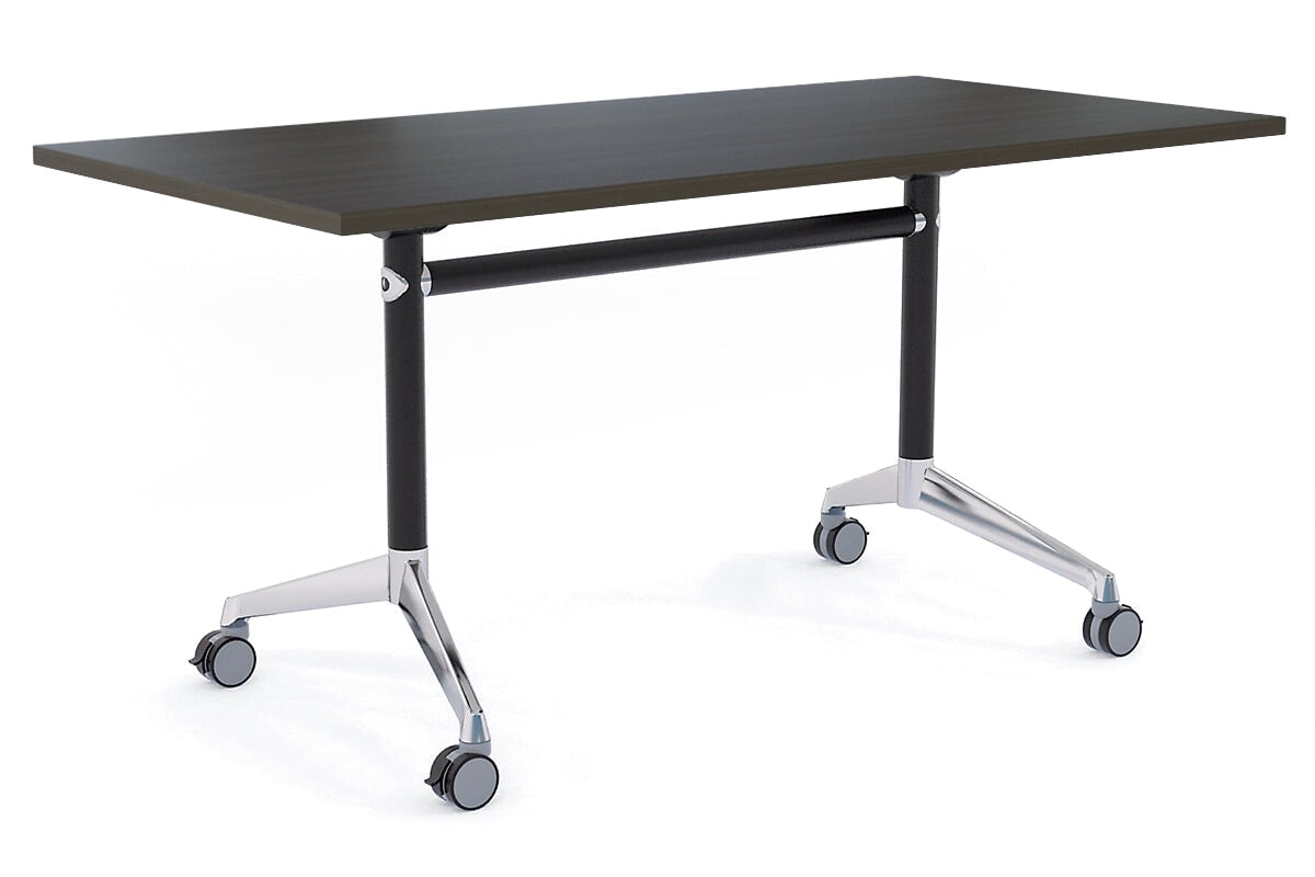 Flip Top Folding Mobile Meeting Room Table - 1600L x 700W Blackjack - Portable Conference Table for Office, Events & Home Workspaces