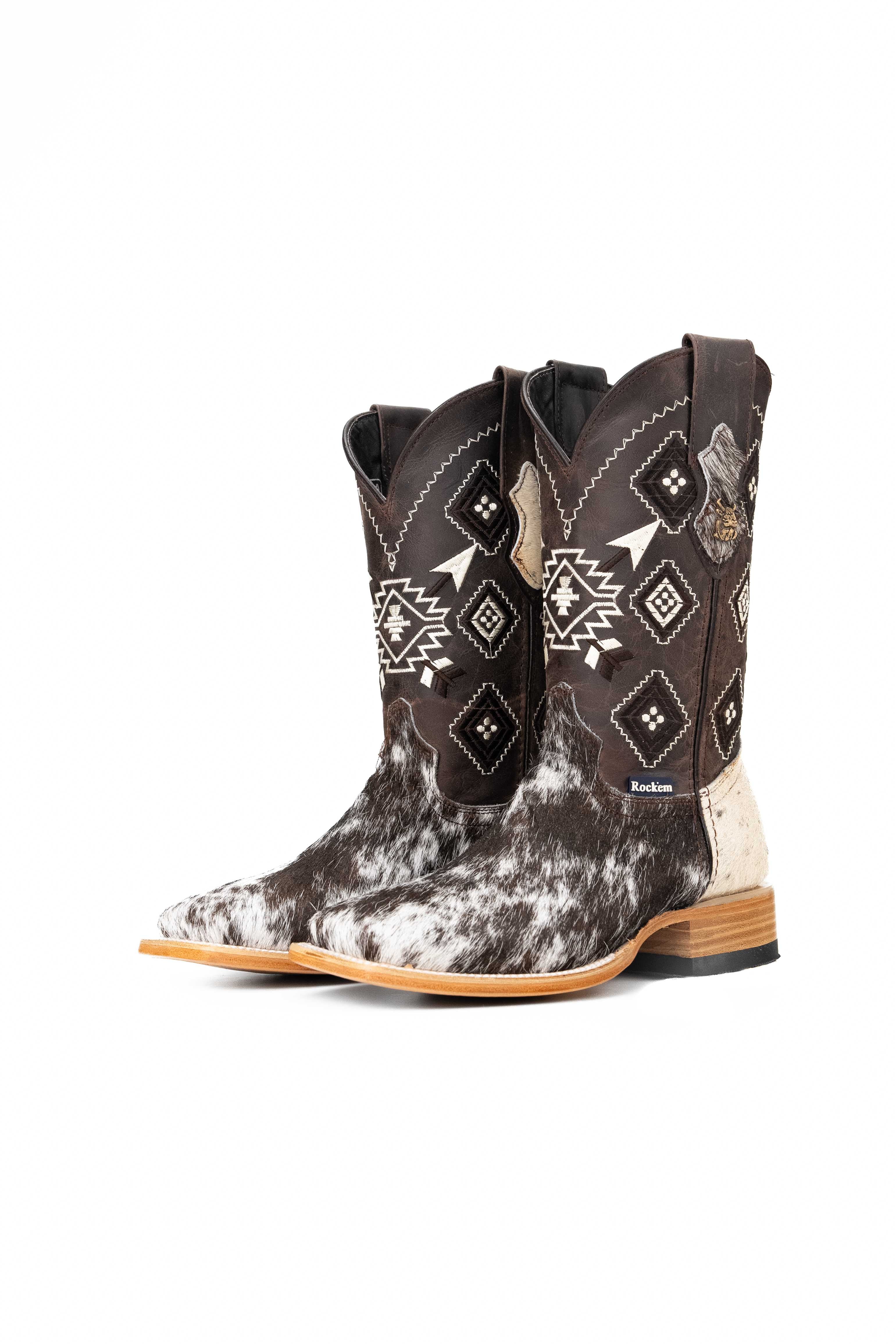 **Men's Genuine Cowhide Square Toe Cowboy Boots - Size 6 - Western Style Boots for Men - Perfect for Rodeo, Country Dancing & Casual Wear**