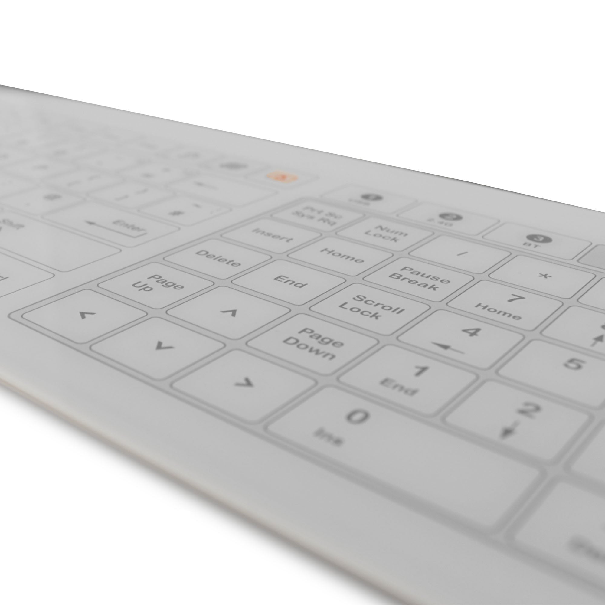 AccuMed White Glass Keyboard with Built-in Touchpad - Wired & Wireless Options for Home & Office Use