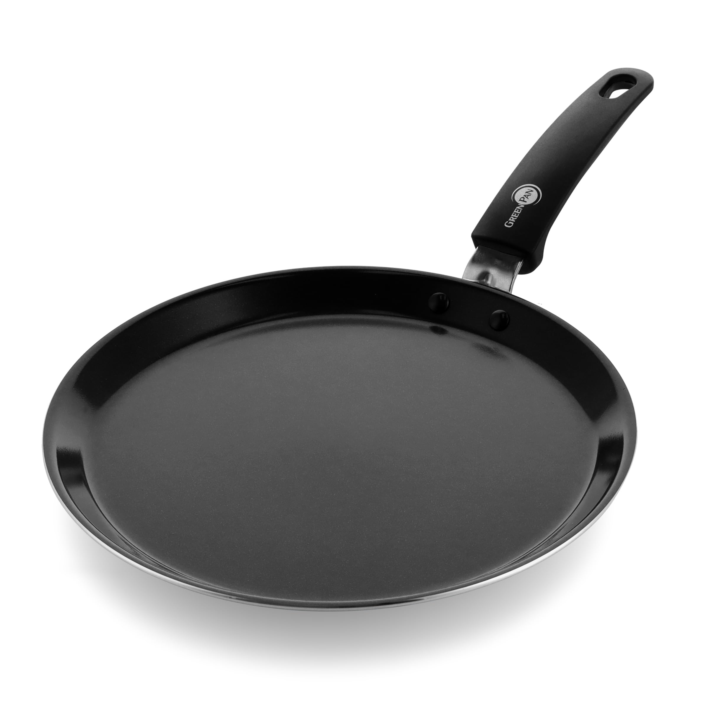 GreenPan Torino 32 cm Nonstick Ceramic Crepe and Pancake Pan - PFAS-Free, Induction Compatible, Oven Safe up to 160°C, Dishwasher Safe, Black - Perfect for Breakfast, Brunch & Family Cooking