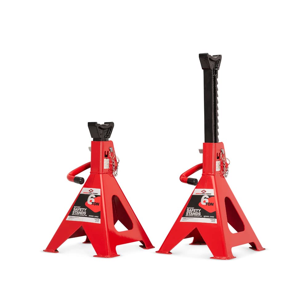6 Ton Heavy Duty Ratchet Jack Stands Set - Pair of Professional Car Lift Supports for Auto Repair, Vehicle Maintenance & DIY Garage Projects