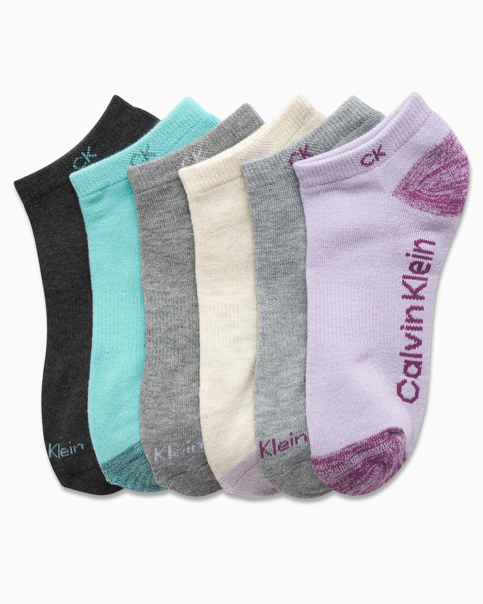 Calvin Klein Girls' No Show Ankle Socks 6-Pack - Soft Cushioned Comfort for School, Sports & Everyday Wear