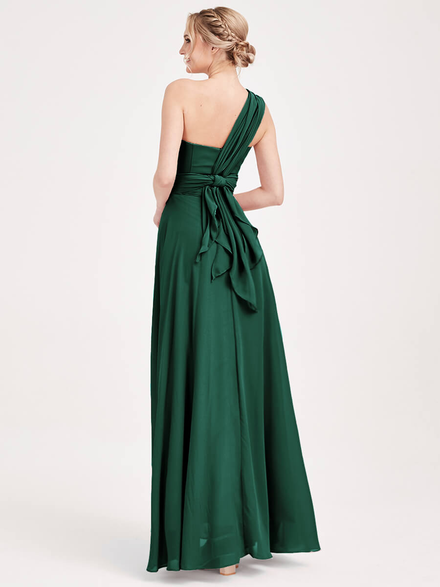 Emerald Green Convertible Chiffon Bridesmaid Dress - Wrap Style Maxi Gown for Weddings, Parties & Formal Events