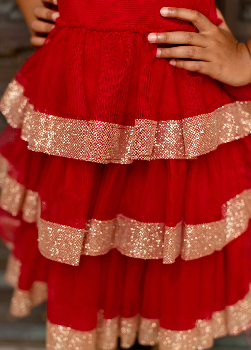 Stylish Alda Dress in Scarlet Red - Elegant Women's Midi Dress for Parties, Weddings & Special Occasions