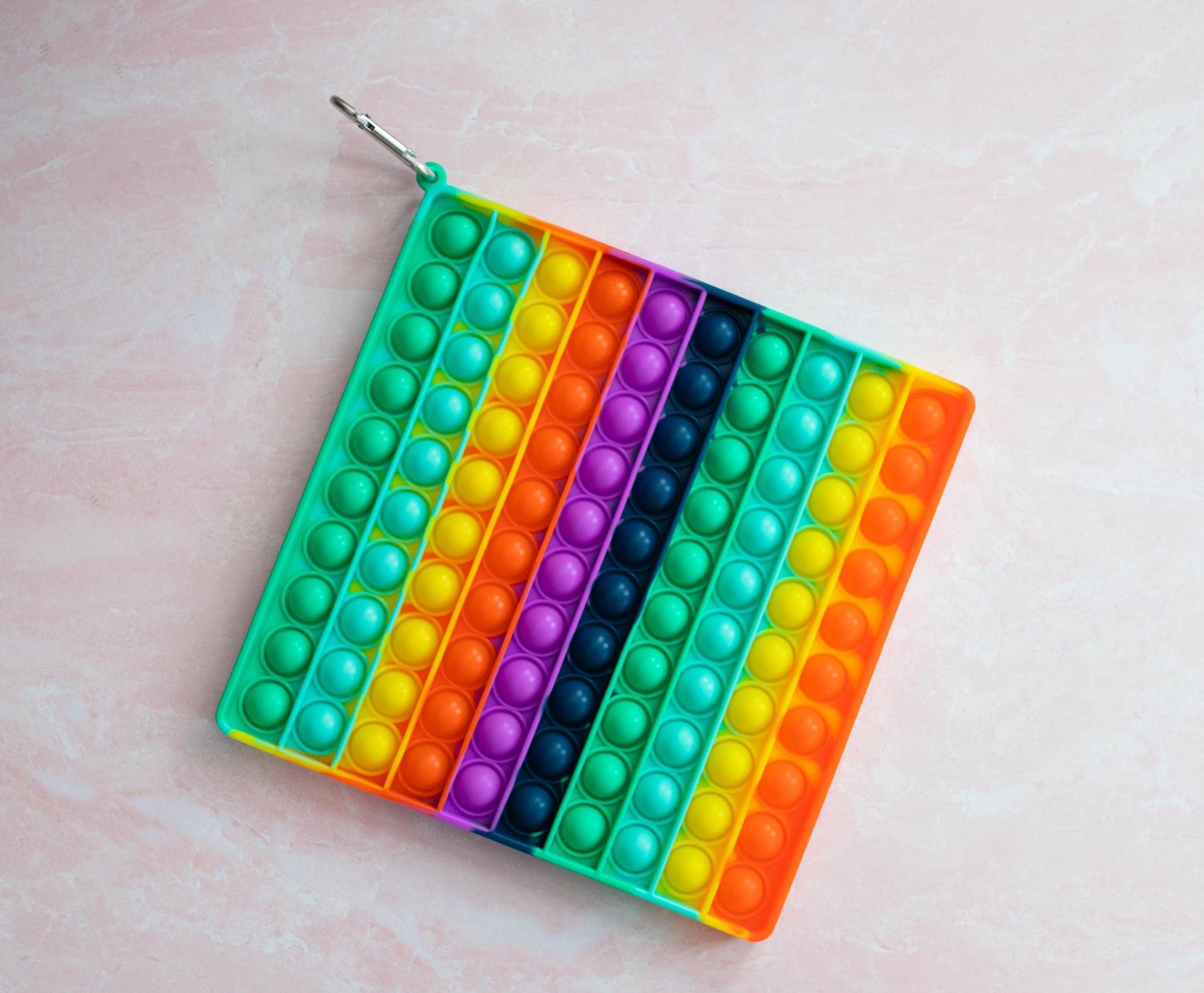 Rainbow Square 100-Button Silicone Pop Fidget Toy - Stress Relief Sensory Game for Kids & Adults with ADHD, Autism, Anxiety | Bubble Popping Sensory Toy for Classroom, Office, Travel | Fun Gift Idea for All Ages