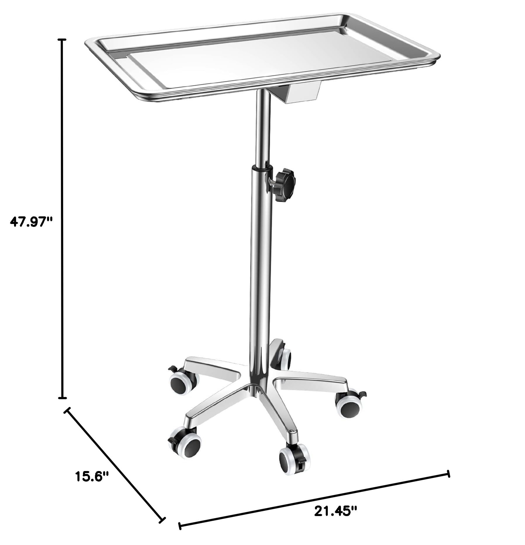 ChoJiah Extra Large Rolling Salon Tray on Wheels - Heavy Duty Mobile Hairstylist & Tattoo Cart - Perfect for Hair Salons, Dental Clinics & Beauty Studios - Ideal for Styling Tools, Tattoo Supplies & Medical Equipment Organization