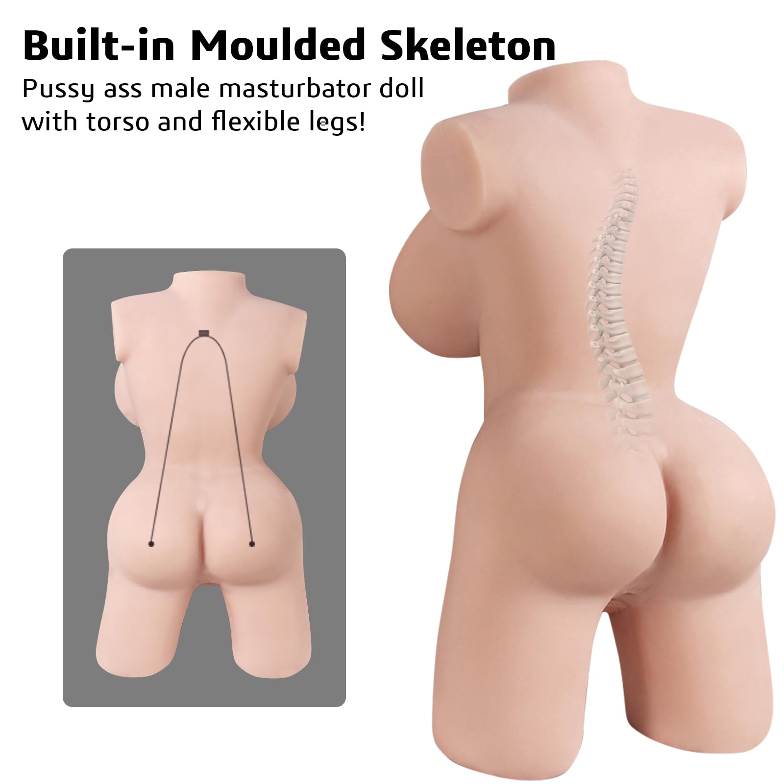 Realistic Male Masturbator Sex Doll with Big Boobs & Lifelike Pussy - Full Size 9lb Silicone Torso Love Doll for Men | Perfect for Discreet Solo Play, Adult Fantasy Fulfillment & Enhanced Sexual Pleasure