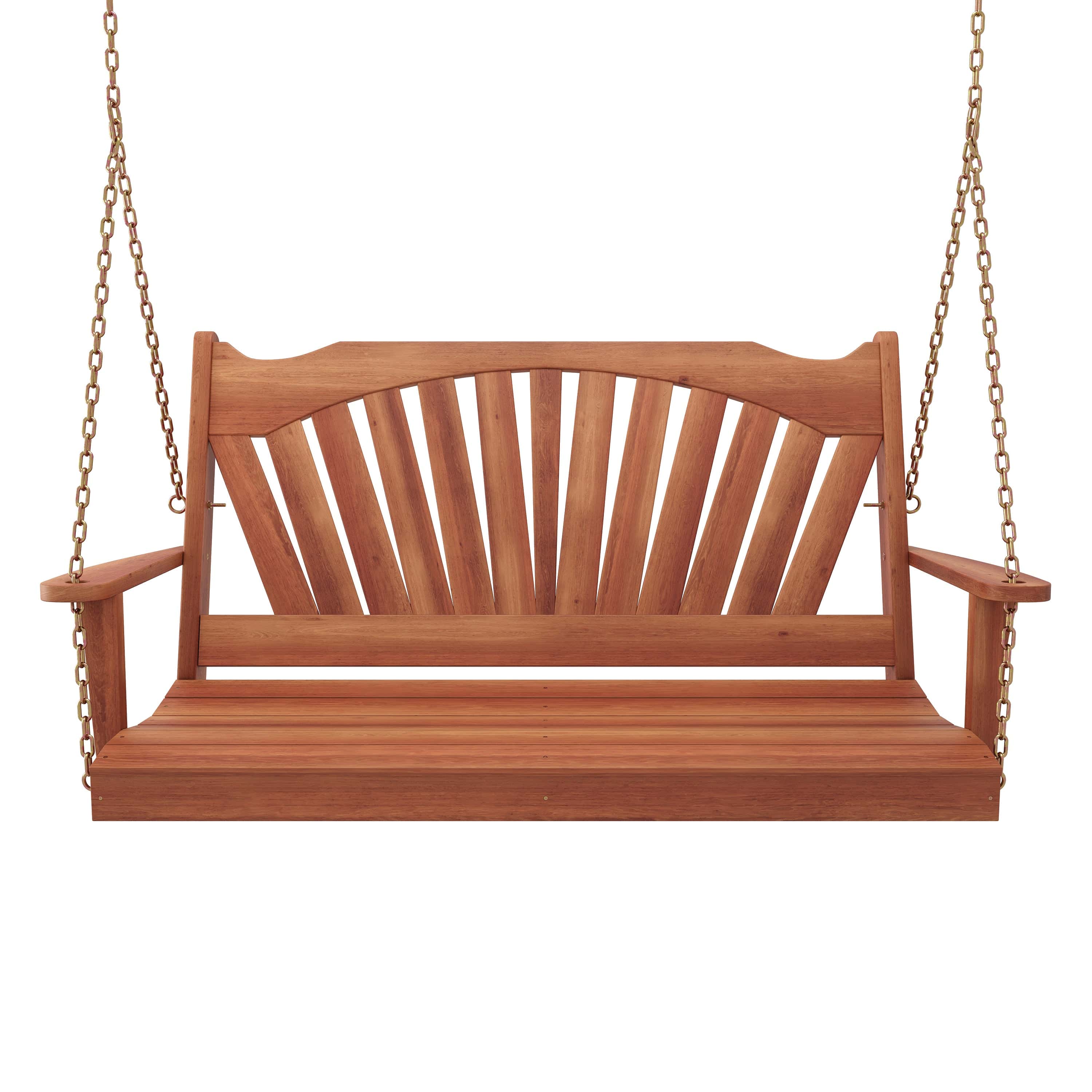 Keystone Amish Co. 6 Foot Sunburst Red Cedar Porch Swing Without Cup Holders – Durable Outdoor Hanging Bench for Patio, Garden, and Backyard Relaxation