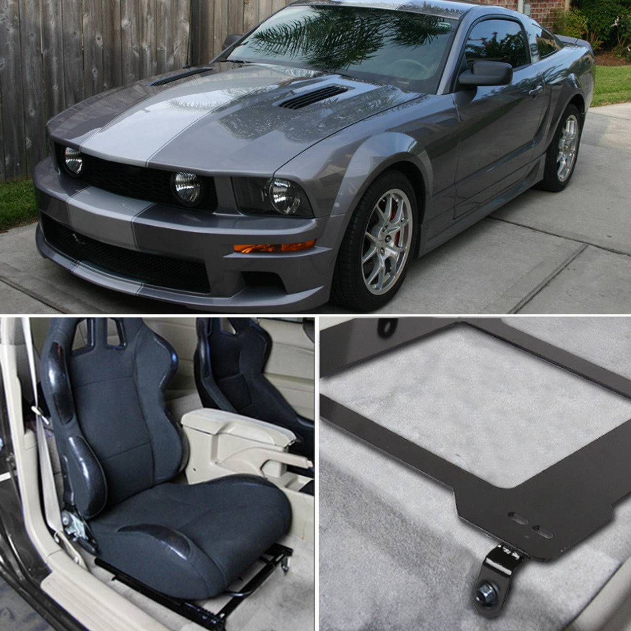 2005-2014 Ford Mustang Seat Brackets - Heavy Duty Steel Racing Seat Mounts (2-Piece Set) for Enhanced Driving Performance & Track Use