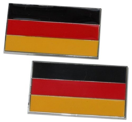 German Flag Metal Badge - Self Adhesive Pair for Cars, Helmets & Motorcycles - Patriotic Decoration for German Heritage & Events