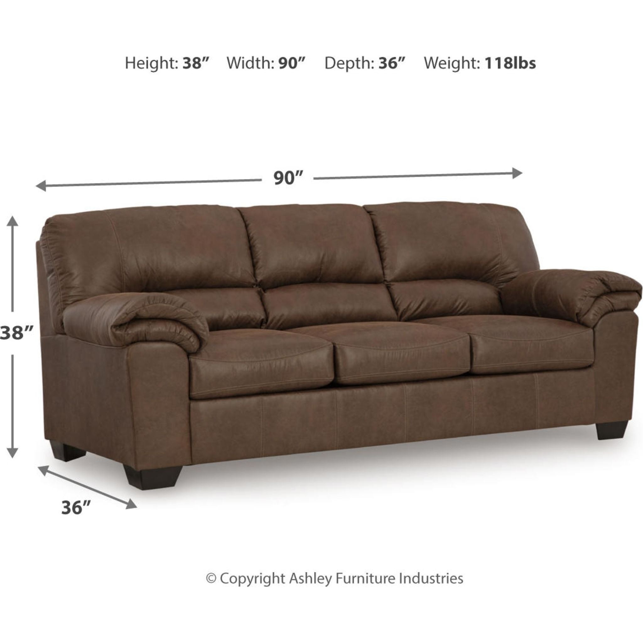 Bladen Sofa - Modern Comfortable Couch for Living Room, Lounge & Home Theater - Stylish Fabric Sectional with Soft Cushions