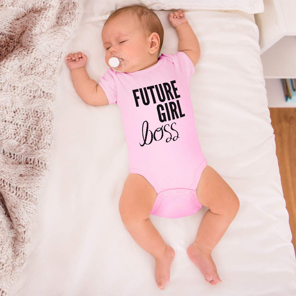 Custom Personalized Baby Bodysuit - Future Girl Boss Funny Cotton Onesie for Boys & Girls (6 Months, Soft Pink) | Perfect for Birthday Gifts, Photo Shoots & Everyday Wear