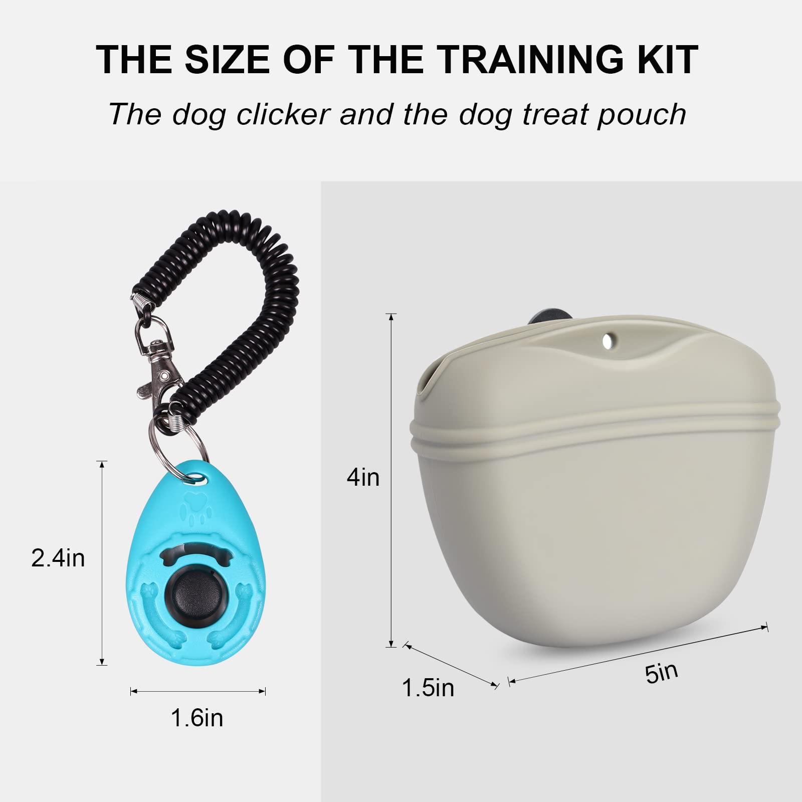 Left & Right Dog Clicker Training Kit - Silicone Treat Pouch with Magnetic Buckle & Waist Clip | Professional Dog Training Accessories for Obedience & Behavior Training | Perfect for Home, Park & Outdoor Dog Training Sessions