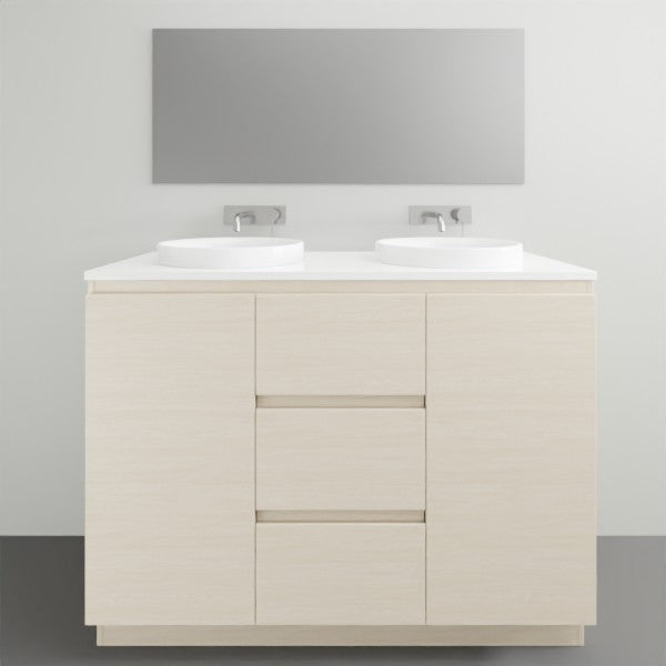 ADP Glacier Lite Ensuite Vanity Set with Solid Surface Top - 3-Piece Door and Drawer Bathroom Vanity for Modern Homes | Perfect for Small Bathrooms, Guest Suites & Apartment Remodels