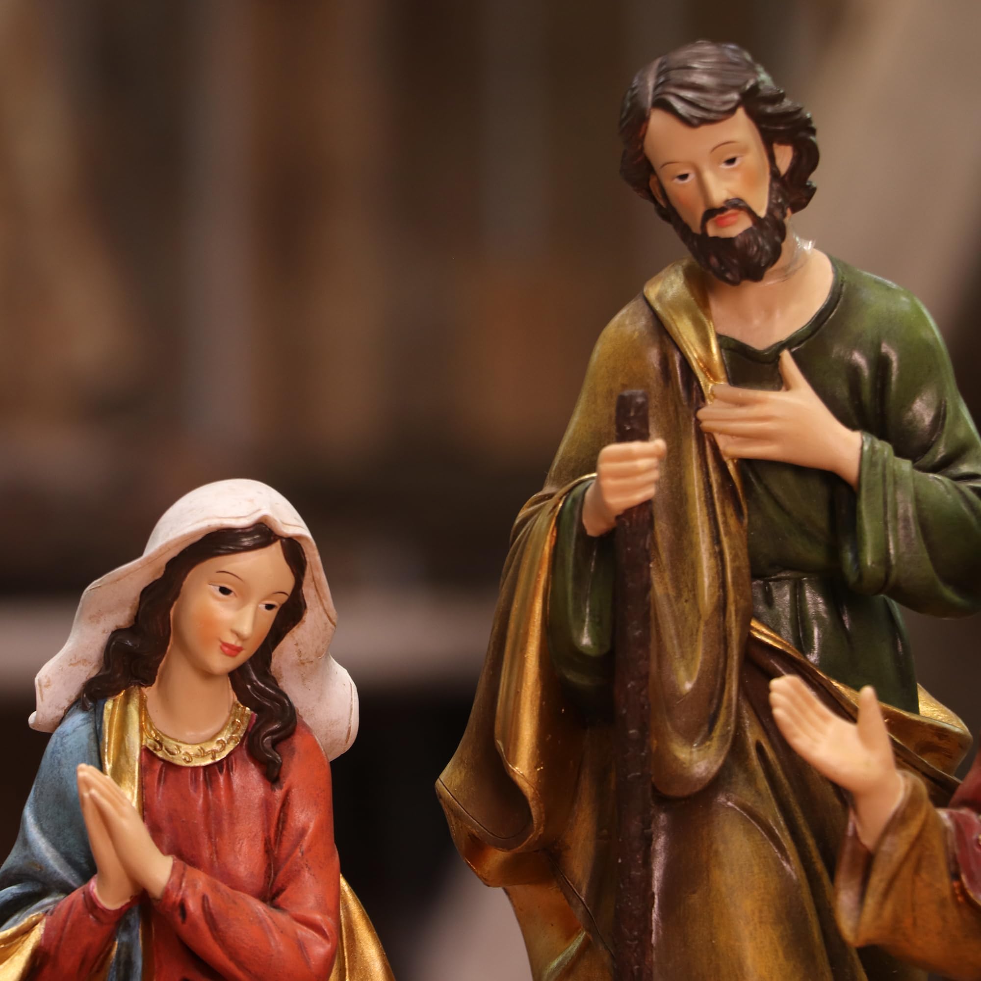 Zayton Nativity Set - 11 Piece 8 Inch Christmas Scene Figurines with Jesus, Manger & Holy Family - Perfect for Indoor Home Decor, Church Display & Holiday Gift Giving