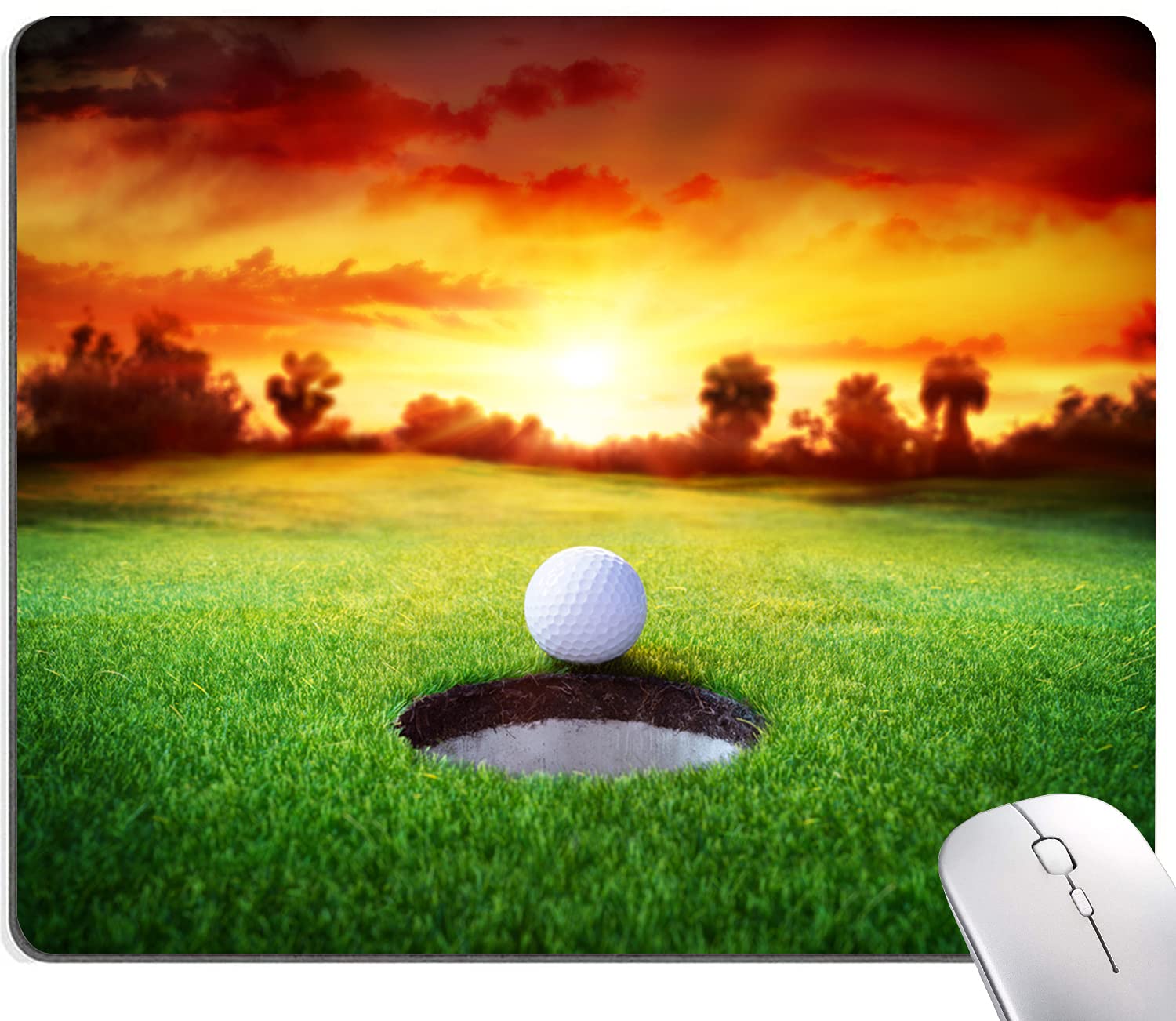 Premium Golf Ball in Hole Mouse Pad - Non-Slip Rubber Base, Waterproof Office Desk Mat for Computers & Laptops - Perfect for Gaming, Work & Home Office Decor