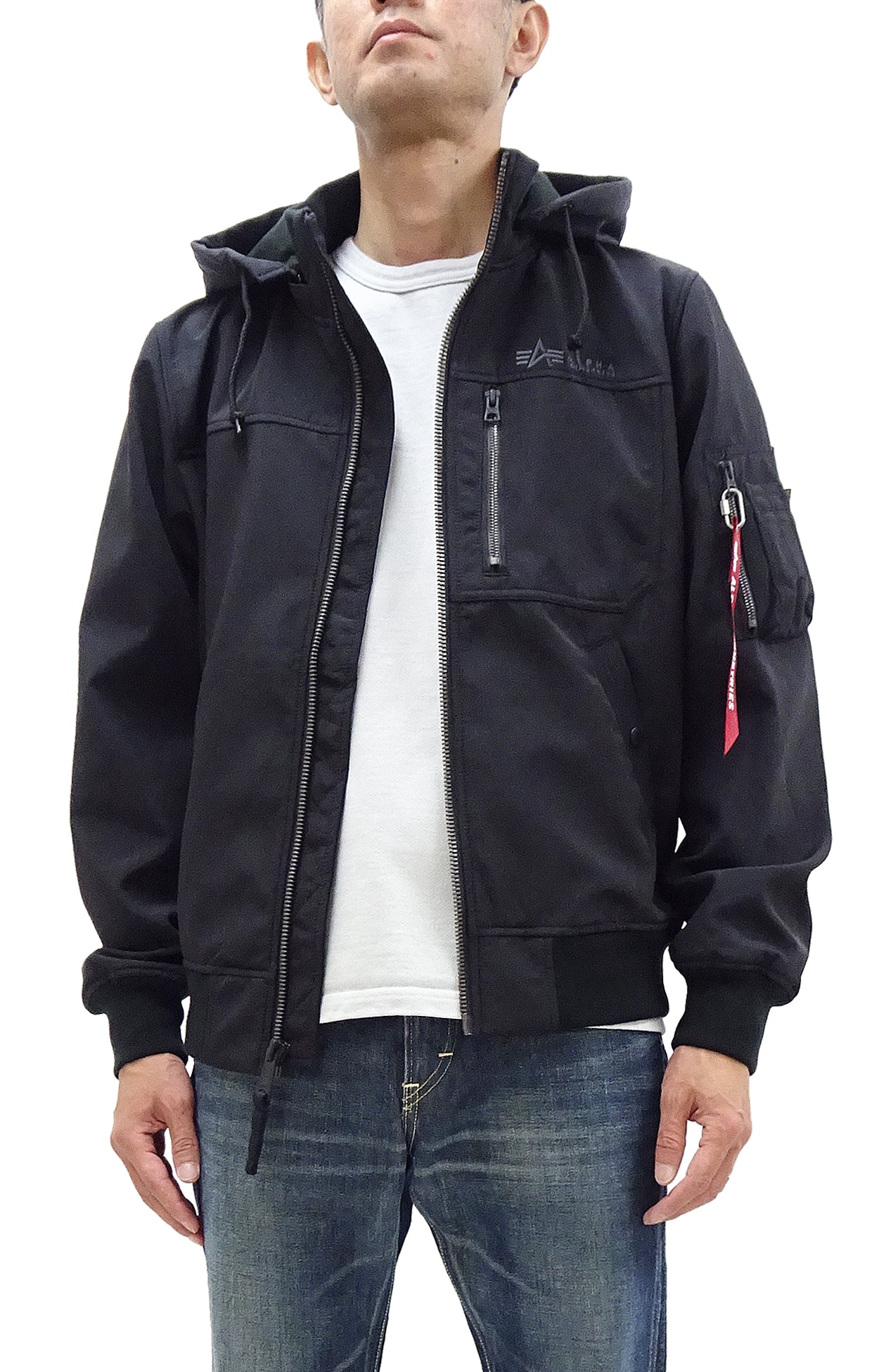 Alpha Industries Men's Military Inspired Nylon Hooded Jacket - Bonded Parka with Rib Panel (TA0722-001 Black) | Waterproof Windbreaker for Outdoor Activities & Urban Streetwear