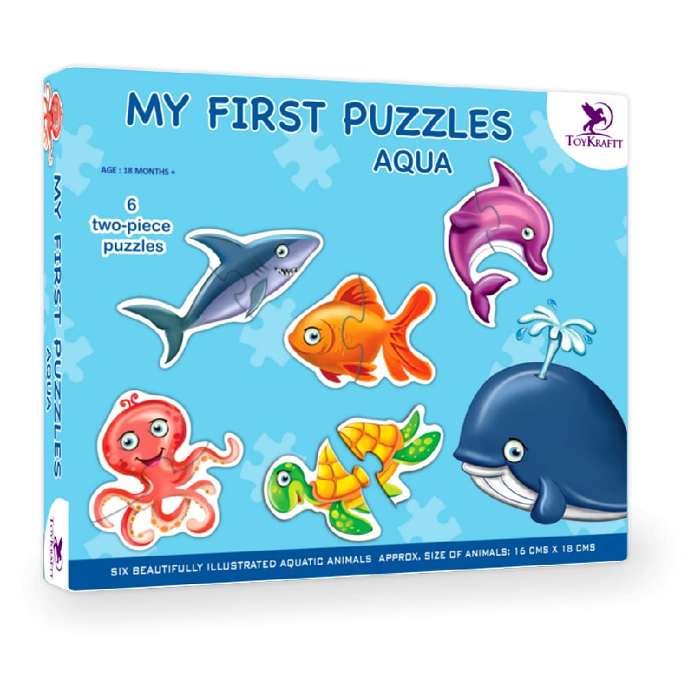 Toykraft: Montessori Sensory Learning Toys for Toddlers 18-36 Months - Ocean Animal Chunky Puzzles (2-Piece Set) - Early Education, Fine Motor Skills Development - Perfect for Daycare, Preschool & Home Learning Activities
