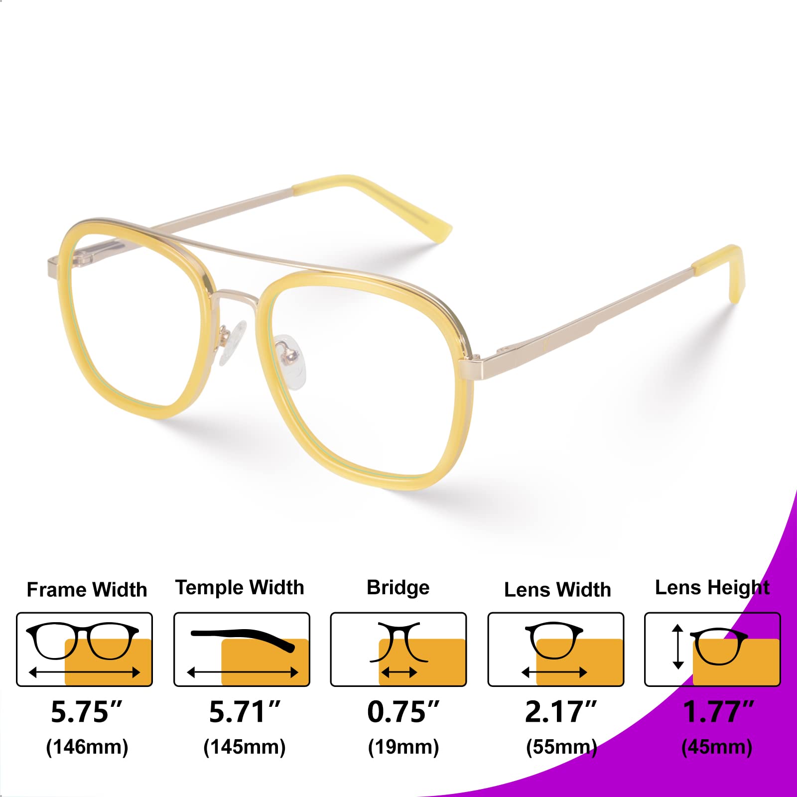 VISOONE Blue Light Blocking Glasses for Women & Men - Acetate Frame with Metal Rim, Anti Glare, Computer & Gaming Eyewear - Reduce Eye Strain & Improve Sleep - Perfect for Office, Reading & Screen Use