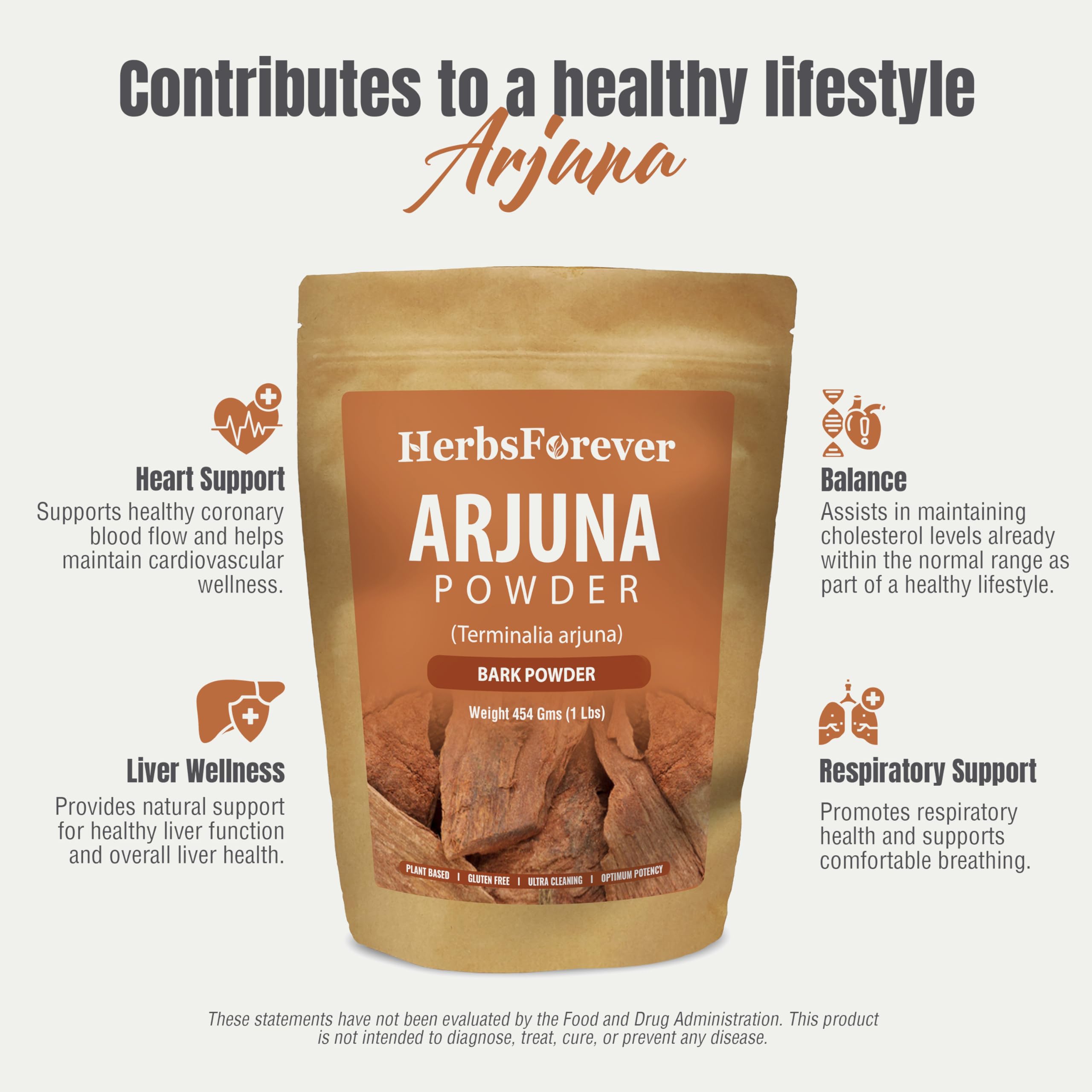 Organic Arjuna Powder (Terminalia Arjuna) - 100% Natural, Non-GMO, Vegan - 16oz (454g) - Supports Heart Health & Circulation - Perfect for Smoothies, Teas & Ayurvedic Remedies