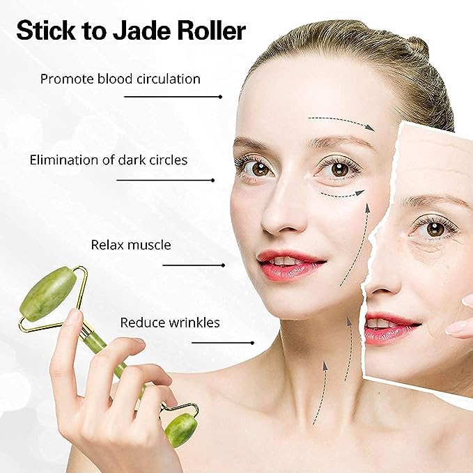 ShopiMoz 2-in-1 Ice Roller & Jade Roller Set for Face, Eyes & Body - Reusable Cooling Massage Therapy for Skin Care & Relaxation - Perfect for Puffiness Relief, Anti-Aging & Stress Relief at Home or Travel