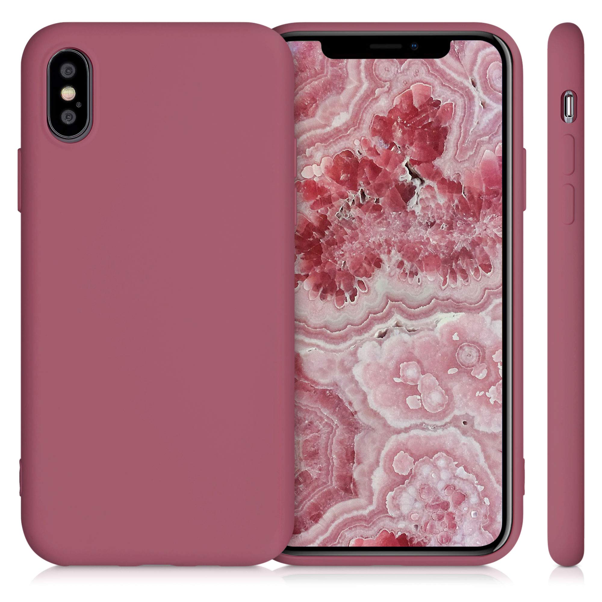 kwmobile Slim Protective TPU Silicone Phone Case Compatible with Apple iPhone Xs - Dark Rose | Shockproof Cover for Everyday Use, Work & Travel