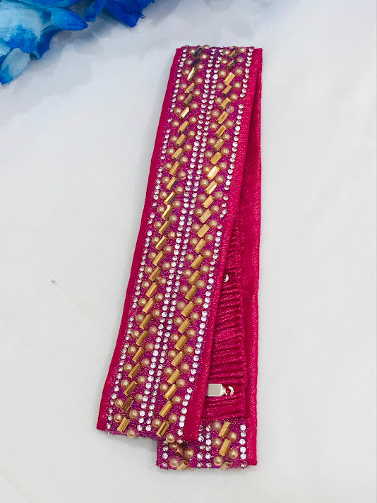 Elegant Pink Designer Waist Belt with Stone & Bead Embellishments for Women | Fashion Accessory for Dresses, Jeans & Special Occasions
