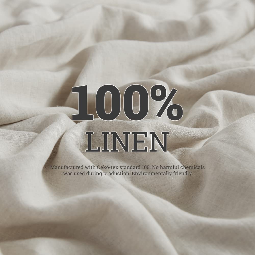 GIORCIS 100% French Linen Duvet Cover Queen Size - Stone Washed Natural Linen Bedding Set with Zipper Closure & 8 Ties, Includes 2 Pillowcases (Queen/Full) | Soft, Breathable & Durable for All Seasons - Perfect for Master Bedroom, Guest Room & Vacation Homes