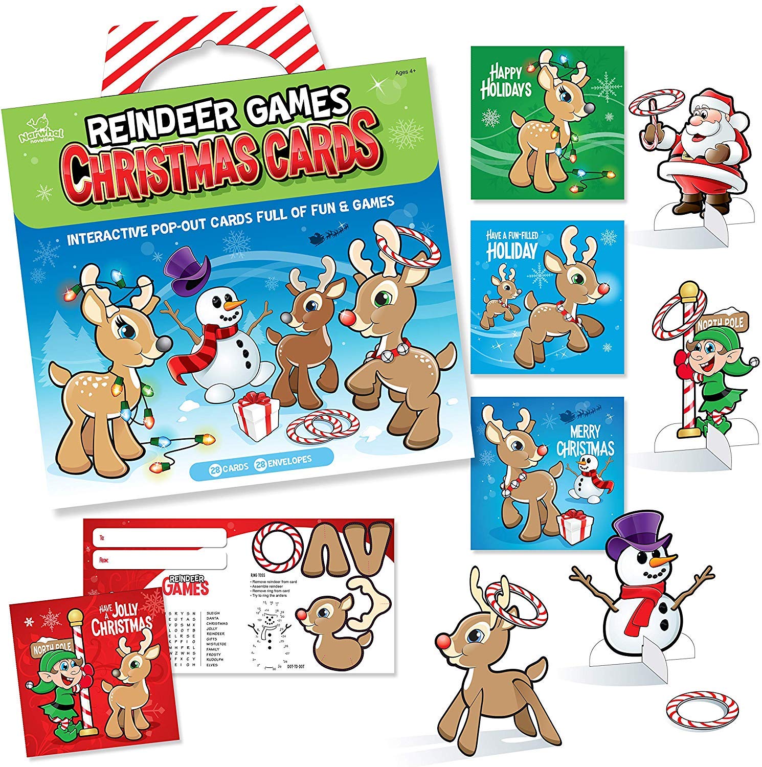 28 Pack Merry Christmas Greeting Cards for Kids - Perfect for Classroom Exchanges, Holiday Parties & Family Gifts
